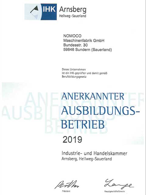 IHK Anerkannter Ausbildungsbetrieb 2019