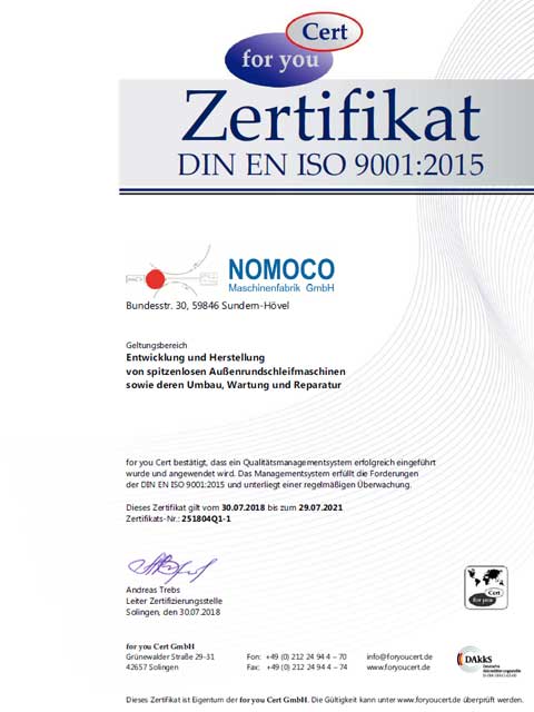 Zertifikat DIN EN ISO 9001:2015